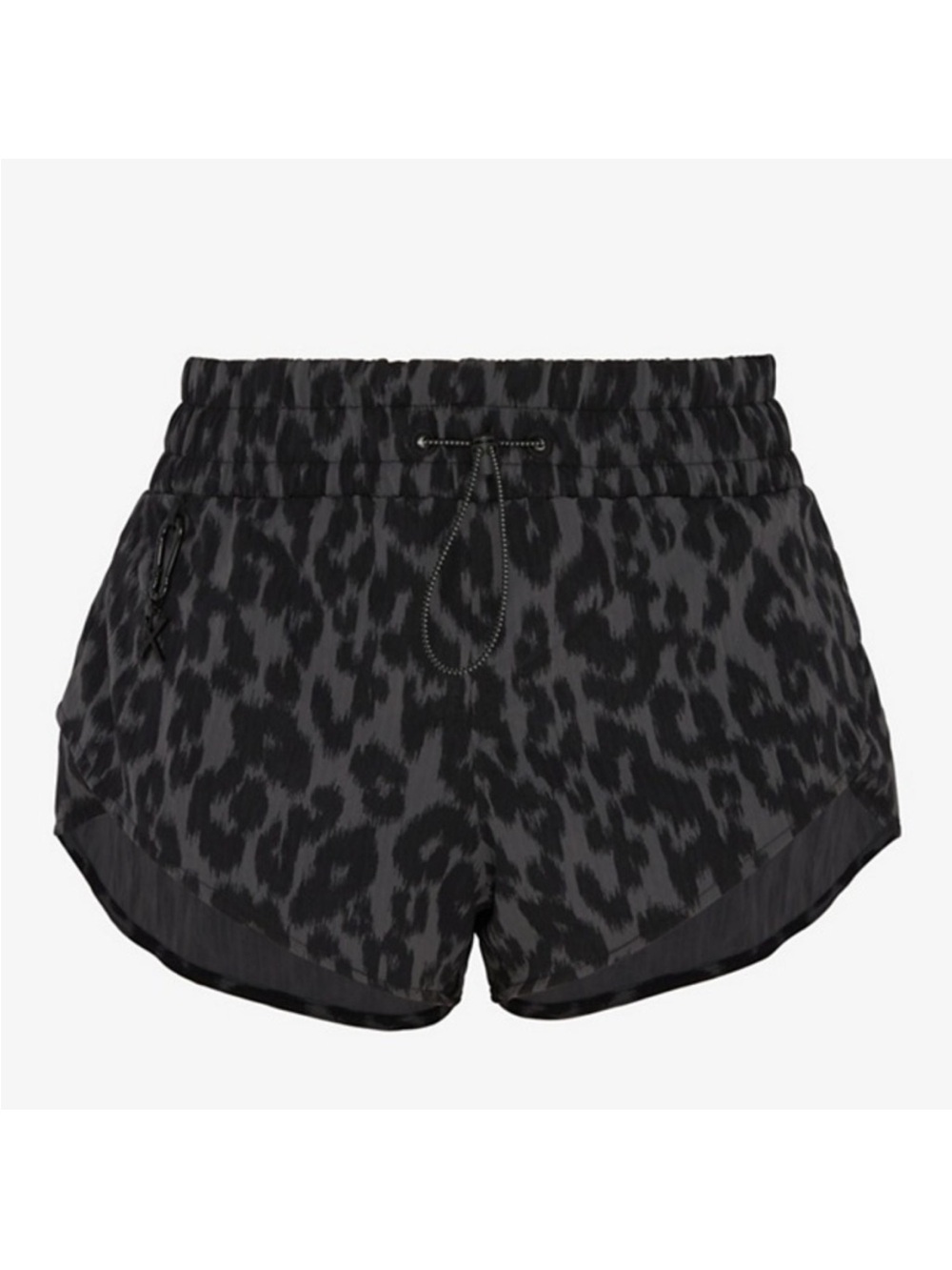 Savage X Fenty Black Leopard Athletic Drawstring Shorts. City Girl hike